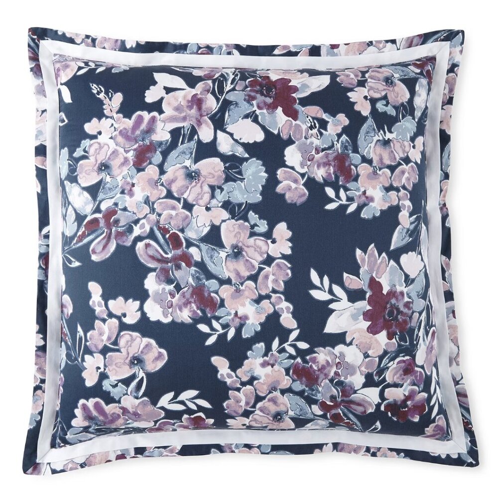 Liz Claiborne Flora Euro Sham, Indigo Floral (x2) Beddings Decor for Pillows NEW
